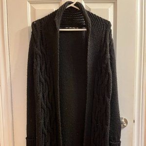 Zara Long Black Wool & Alpaca Cardigan Sweater